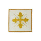 Weißes besticktes Kelchtuch, Samt - goldenes Kreuz