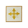 Weißes besticktes Kelchtuch, Samt - goldenes Kreuz