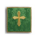 Grünes besticktes Kelchtuch - goldenes Kreuz