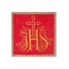 Besticktes rotes Kelchbahrtuch - IHS + Kreuz