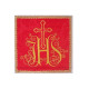 Besticktes rotes Kelchbahrtuch - IHS + Kreuz