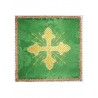 Grünes gesticktes Kelchtuch - goldenes Kreuz + Strahlen