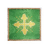 Grünes gesticktes Kelchtuch - goldenes Kreuz + Strahlen