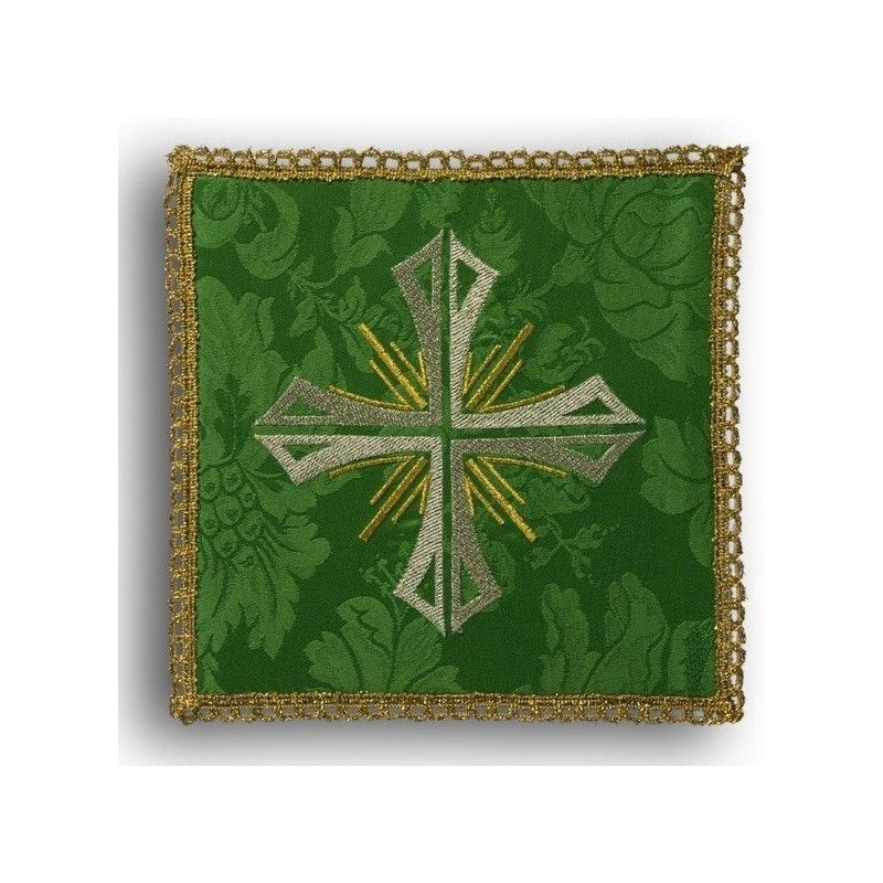 Grünes gesticktes Kelchtuch - Kreuz + Strahlen (2)