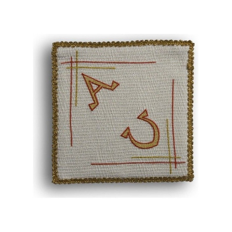 Ecru besticktes Kelchtuch - Alpha und Omega (2)