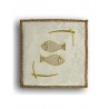 Besticktes ecrufarbenes Kelchtuch - Fisch