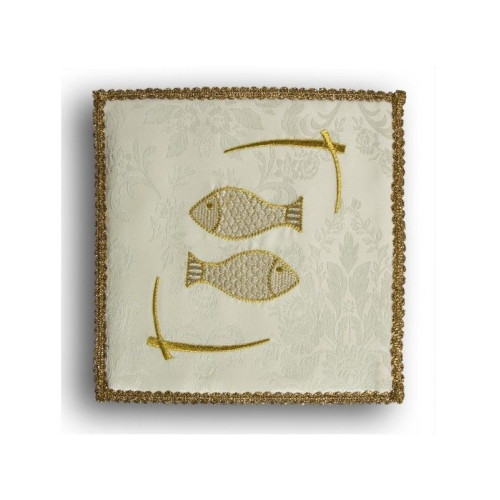 Besticktes ecrufarbenes Kelchtuch - Fisch