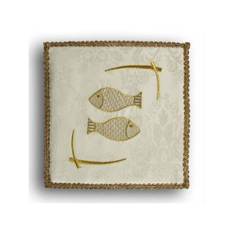 Besticktes ecrufarbenes Kelchtuch - Fisch