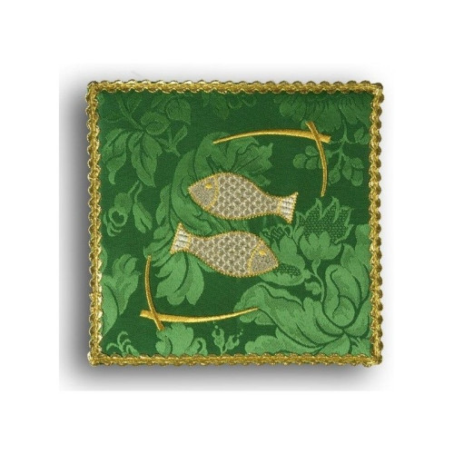 Grünes gesticktes Kelchtuch - Fisch