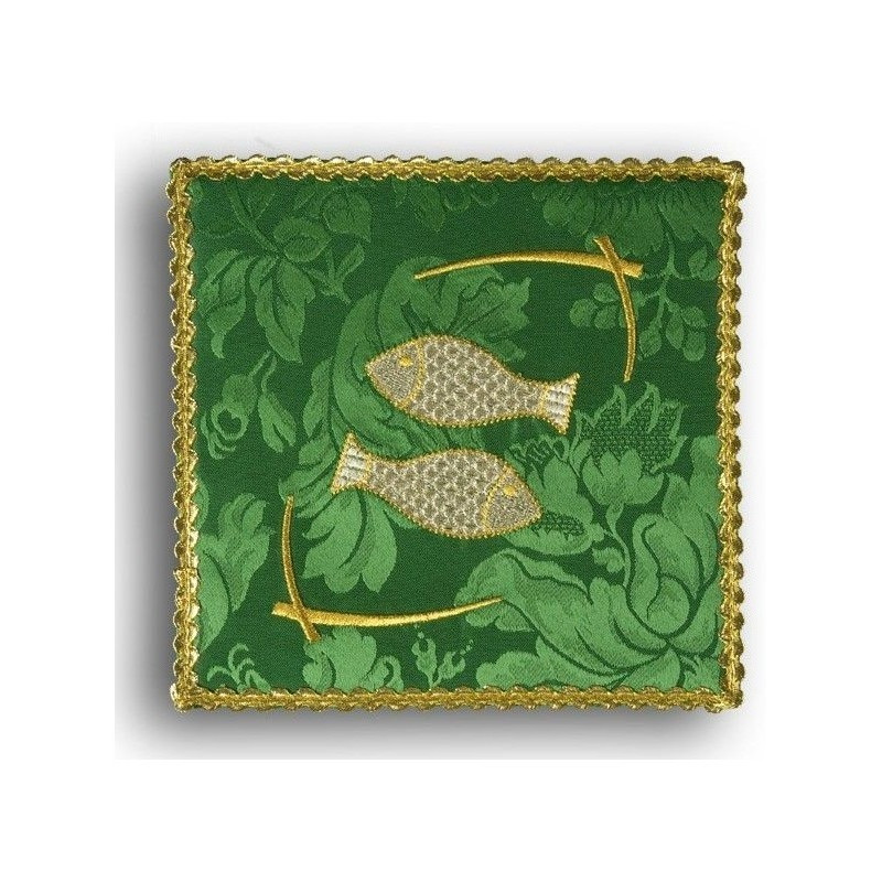 Grünes gesticktes Kelchtuch - Fisch