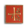 Besticktes rotes Kelchtuch - Kreuz + Zweig