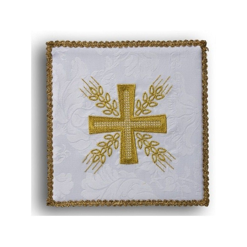 Weißes gesticktes Kelchtuch - Kreuz und Ohren