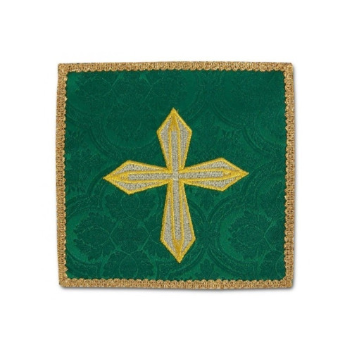 Grünes gesticktes Kelchblatt - goldenes Kreuz (1)