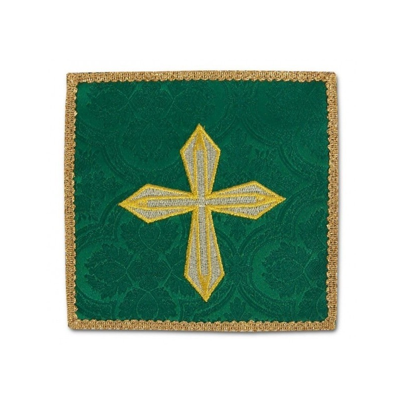 Grünes gesticktes Kelchblatt - goldenes Kreuz (1)