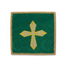 Grünes gesticktes Kelchblatt - goldenes Kreuz (1)