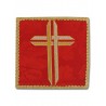 Rotes gesticktes Kelchtuch - Kreuz (1)