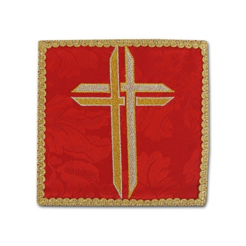 Rotes gesticktes Kelchtuch - Kreuz (1)