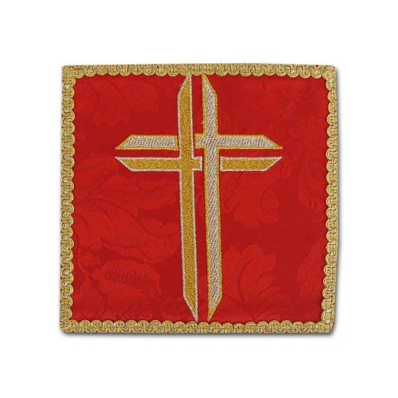 Rotes gesticktes Kelchtuch - Kreuz (1)