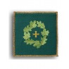 Grünes gesticktes Kelchtuch - Kreuz + Blätter