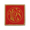 Rotes gesticktes Kelchtuch - IHS im Kreis + Kreuz