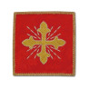 Besticktes rotes Kelchtuch - goldenes Kreuz + Strahlen