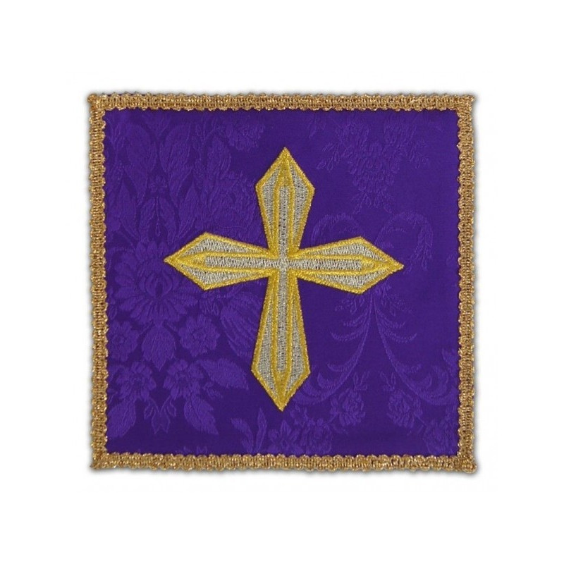 Besticktes Kelchtuch - goldenes Kreuz (1)