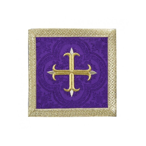 Abendmahlskelch lila Kreuz + goldene Verzierung