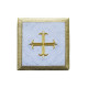 Abendmahlskelch weißes Kreuz + goldene Verzierung