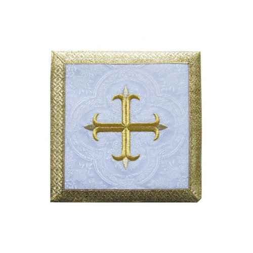Abendmahlskelch weißes Kreuz + goldene Verzierung