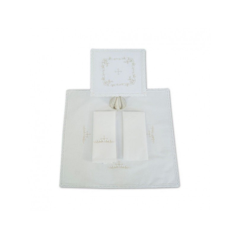 Kelch Leinen Set besticktes Kreuz (13)