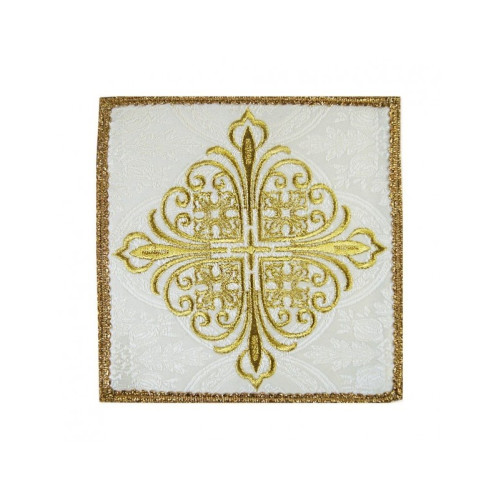 Besticktes Kelchblatt weißes Kreuz - Jacquardstoff