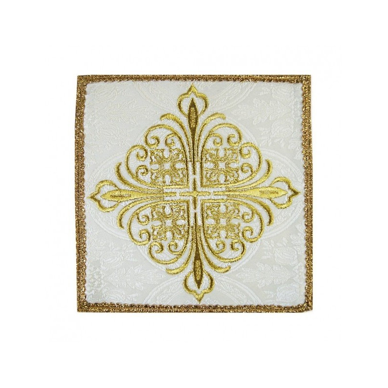 Besticktes Kelchblatt weißes Kreuz - Jacquardstoff