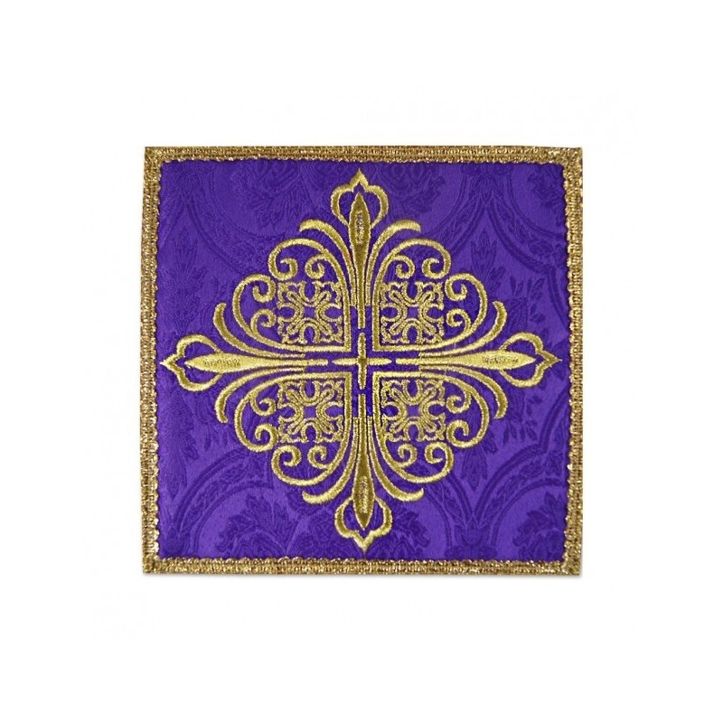 Abendmahlskelch besticktes lila Kreuz - Jacquardstoff