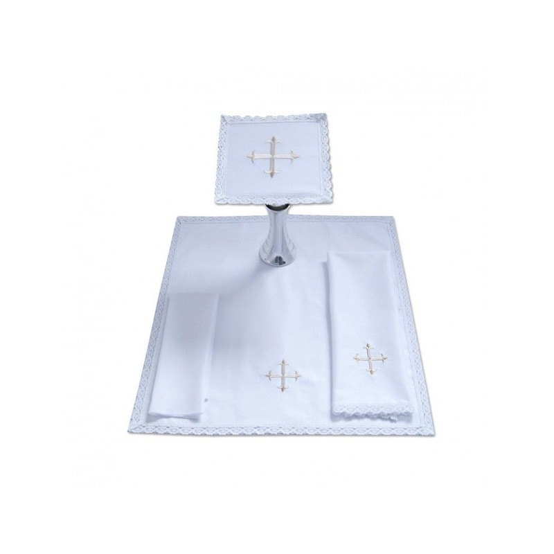 Kelch Leinen Set bestickt weiß Kreuz (20)