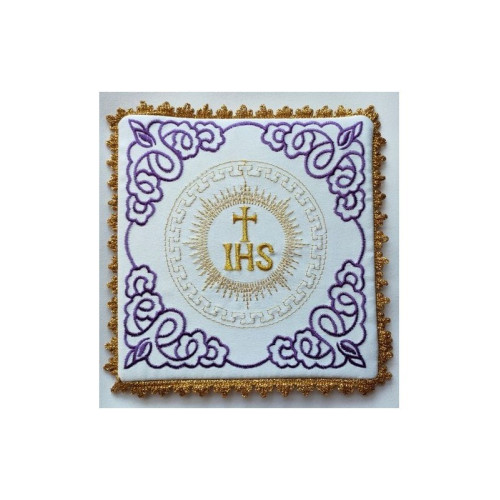 Kelchtuch bestickt ecru, violett IHS (5)