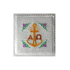 Abendmahlskelch bestickt ecru, silberne Muster - Alpha und Omega
