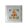 Abendmahlskelch bestickt ecru, silberne Muster - Alpha und Omega