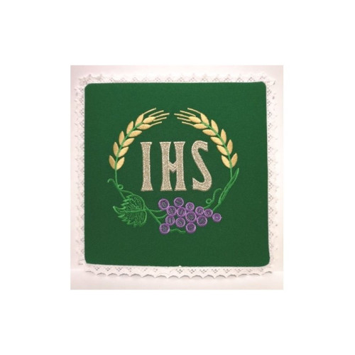 Grünes Kelchbahrtuch IHS-Muster