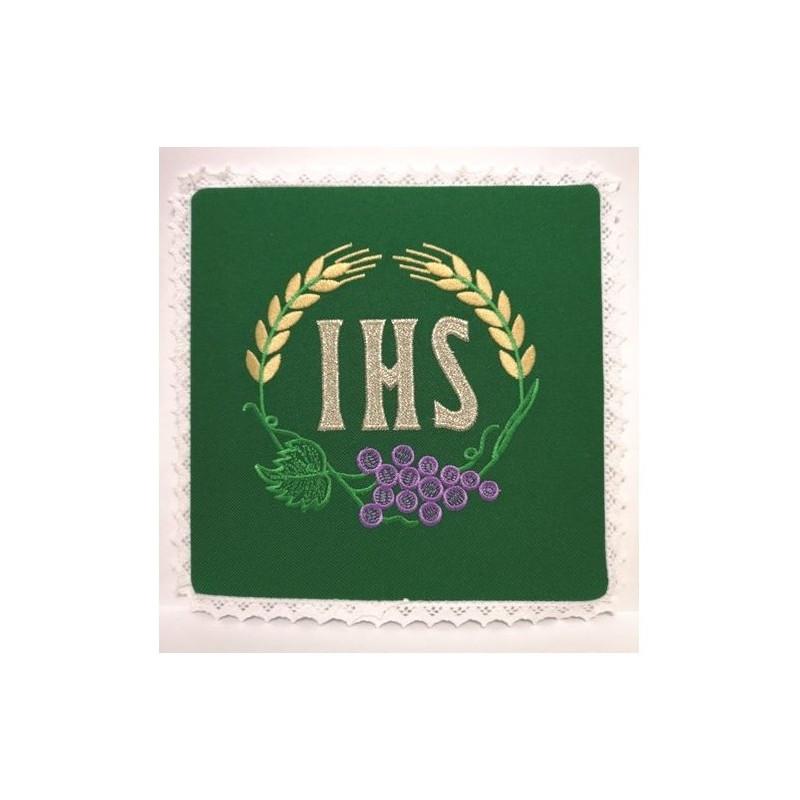 Grünes Kelchbahrtuch IHS-Muster
