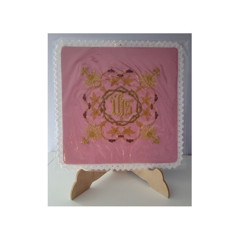Rosa IHS besticktes Kelchtuch (2