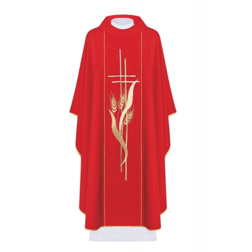 Messgewand mit gesticktem Kreuz und Ohren - rot (H21)