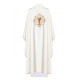 Gesticktes Messgewand Herz Jesu und Kelch - ecru (H26).