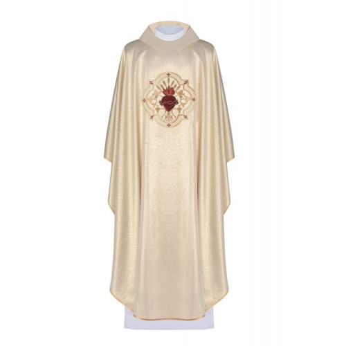 Gesticktes Messgewand Herz Jesu und Kelch - gold (H27)