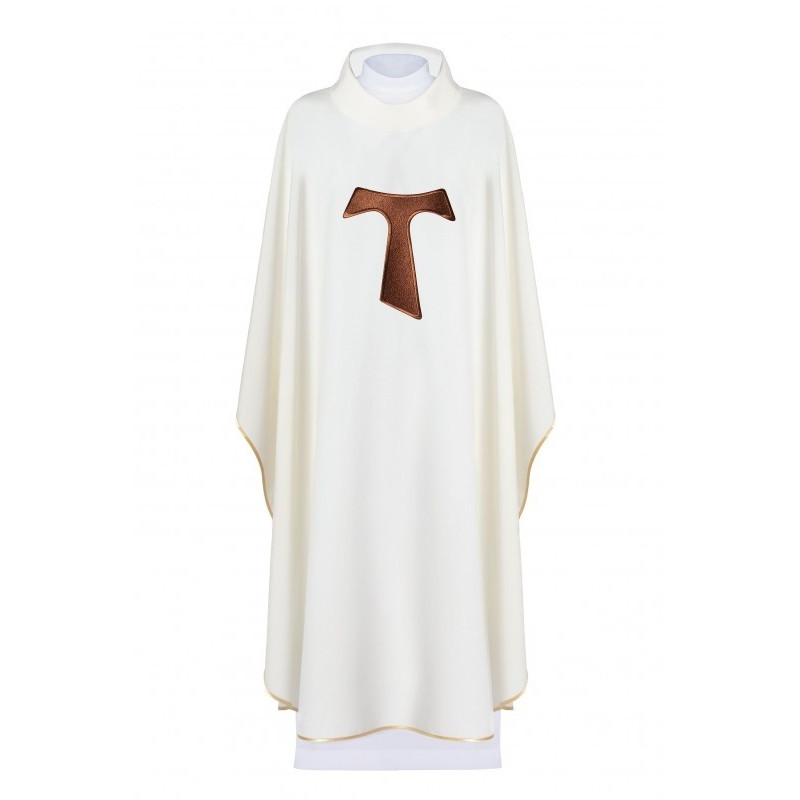 Messgewand mit franziskanischem Kreuz TAU - ecru