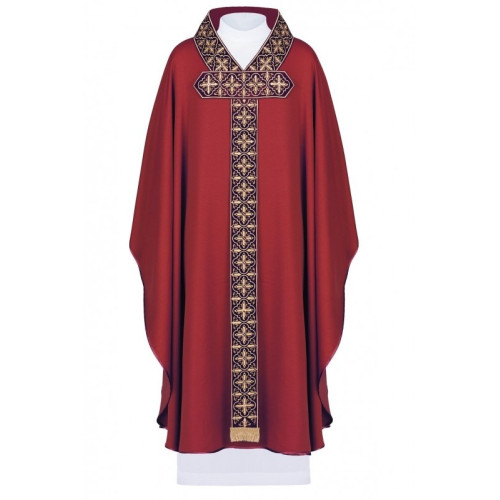 Besticktes Messgewand mit Schmucksteinen - rot (H52)