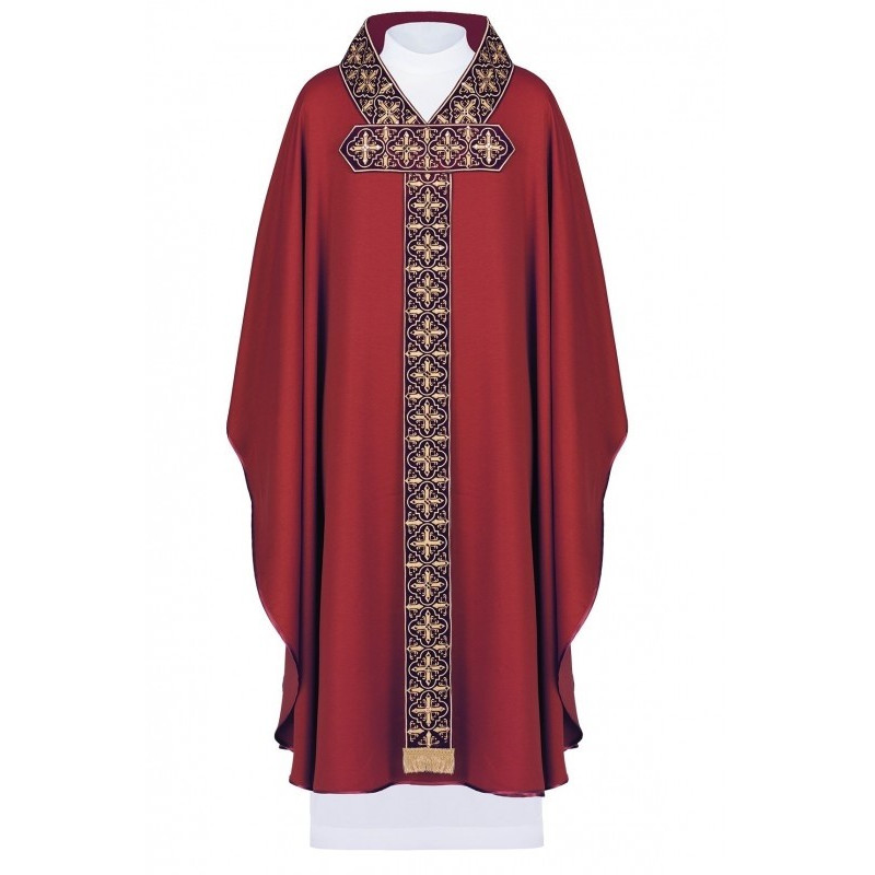 Besticktes Messgewand mit Schmucksteinen - rot (H52)