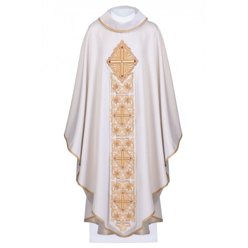 Messgewand reich bestickt, Ziersteine - Gold (H58)