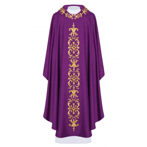 Messgewand reich bestickt, Ziersteine - violett (H64)