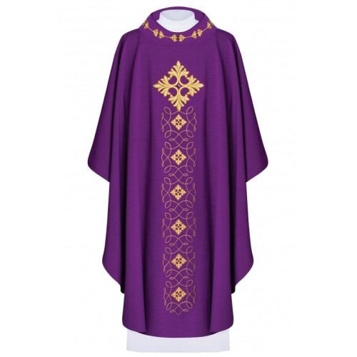 Messgewand reich bestickt, Ziersteine - violett (H67)