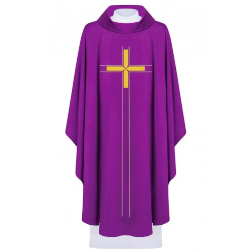 Gesticktes Messgewand mit Kreuz - violett (H72)